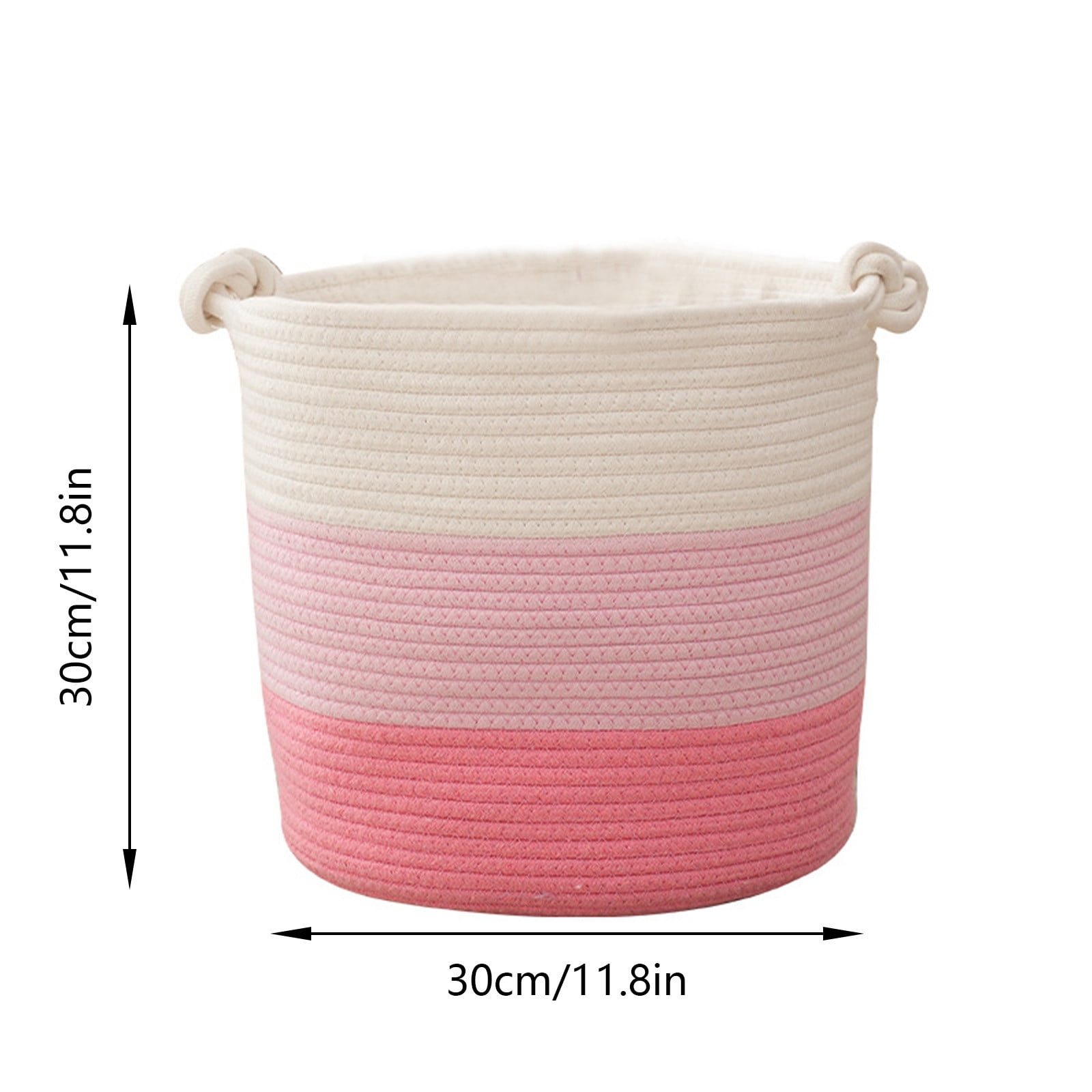 SIYTUAU Woven Cotton Rope Storage Basket Laundry Hamper Toy Organizer Handles Large Capacity Fabric Bin Nursery Room Pink Pink