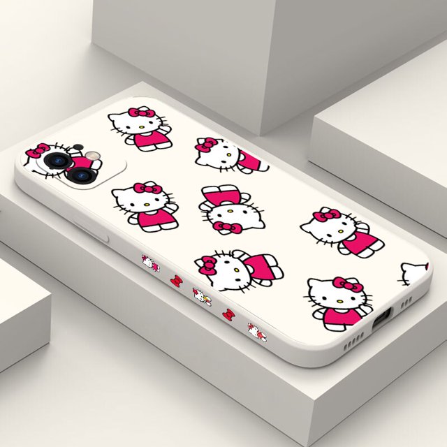 side print hello kitty Phone Case For iPhone 14 13 12 11 Pro Max Mini X XR XS MAX SE20 8 7 Plus Liquid Silicone Cases Cover xuanjing unisex