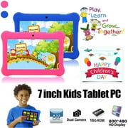 Q88 Kids Android 7.1 OS t ablet 7" Display 1G RAM 8 GB ROM Light Weight Portable Kid-Proof Shock-Proof Silicone Case Kickstand Available with iWawa for Kids Education Entertainment (Blue)