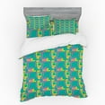 thumbnail image 1 of Ambesonne Retro Bedding Set 4 Pcs, Colorful Whimsical Shapes, Queen, Green Pale Fuchsia and Yellow, 1 of 3
