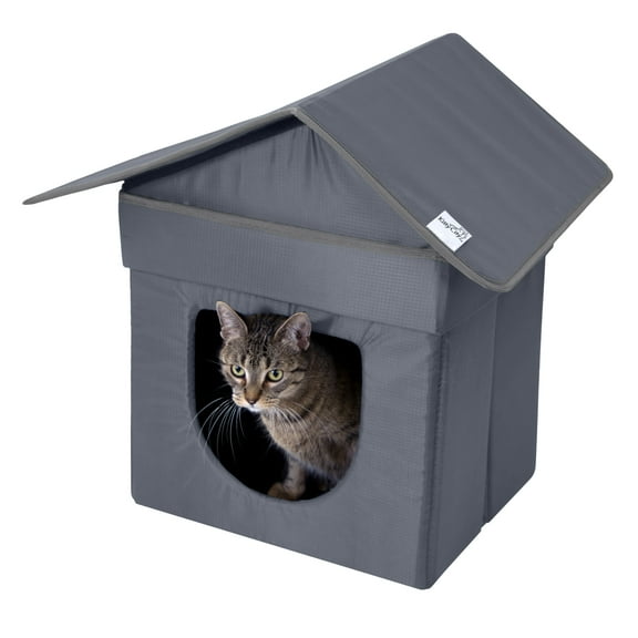 Kitty City Outdoor Stackable Cat House, Water-Resistant Kitty Condo with Dual Doors, Easy Assembly