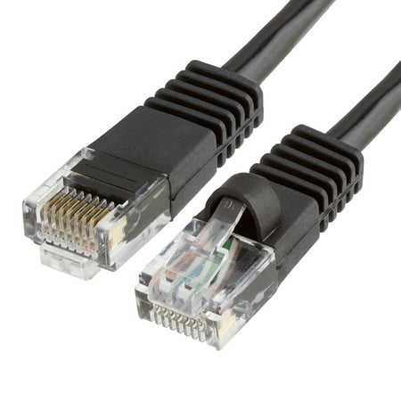 Cmple - Cat5e Ethernet Patch Cord, Cat5e Cable, RJ45 Internet Network Cord, UTP LAN Wire, Ethernet Cat5e Cable for Consoles, Router, TV, Modem - 25 Feet, Black