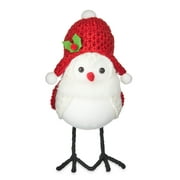 Holiday Time White Fabric Bird with Red Hat, 7"