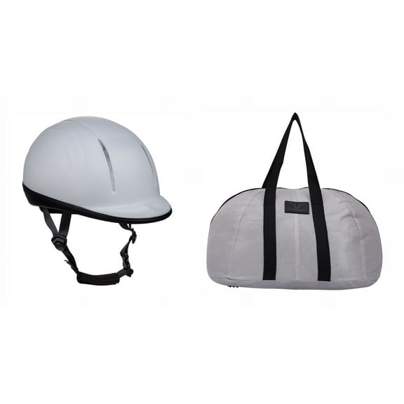 TuffRider Starter Basic Helmet L White with BONUM Helmet Bag with Assorted Color