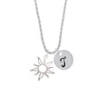 thumbnail image 2 of Delight Jewelry Silvertone Open Design Sun Silvertone Script Initial Disc - T - Charm Necklace, 20"+3", 2 of 4
