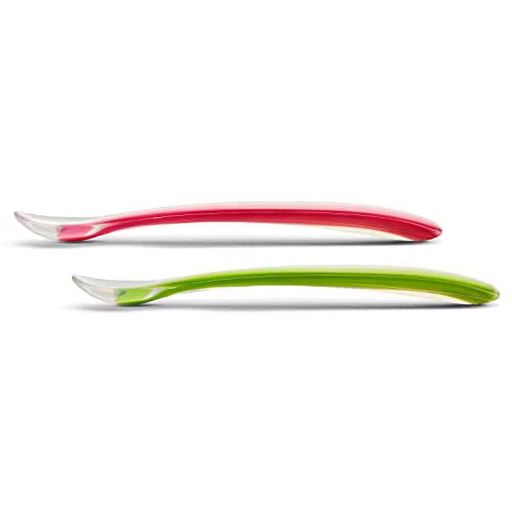 Munchkin Gentle Silicone Spoons, Pink/Green, 4 Pack