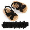 thumbnail image 2 of Toddler Girls Open Toes Sandals+Cute Floral Headband Summer Beach Outdoor Anti Slip Rubber Sole Flats,Infant Baby Girls Crib Shoes Sandals First Walking Casual Dress Shoes Prewalker Sandals 0-18Month, 2 of 7