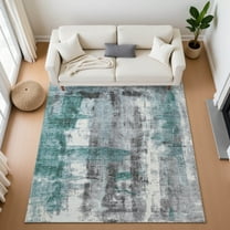 Addison Rugs Mayfield Premium Machine Washable Transitional Abstract Teal Rectangle Rug, 10' x 14'