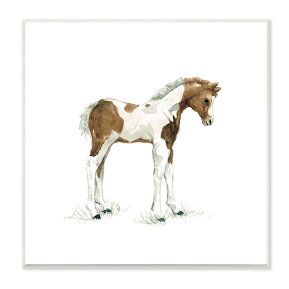 Stupell Industries Young Farm Horse Minimal Country Animal over White Farmhouse Painting Unframed Art Print Wall Art, 12 x 12, Design by Carol Robinson