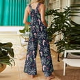 thumbnail image 5 of Resicozy Christmas Linen Jumpsuits for Women Adjustable Strap Xmas Print Romper Pajama Plus Size Pajamas Holiday Overalls Blue 3XL, 5 of 6