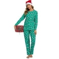 thumbnail image 4 of BEOEOSY Womens Soft Christmas Pajamas Set Long Sleeve Christmas Pjs Set Soft Sleepwear Set Green & Snowman X-Large, 4 of 7