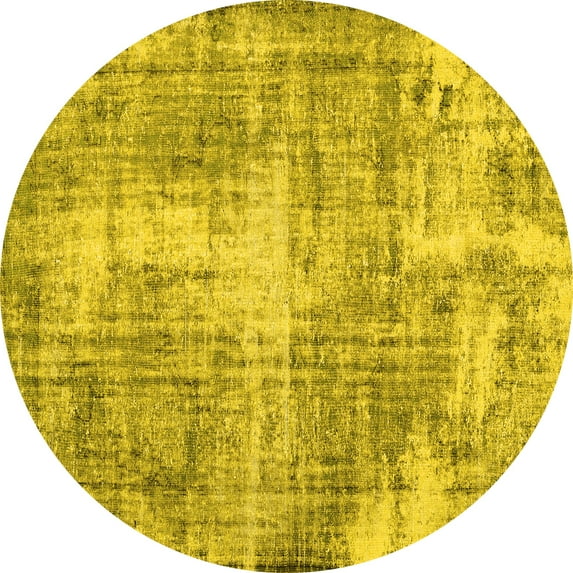 Ahgly Company Machine Washable Indoor Round Persian Yellow Traditional Area Rugs, 3' Round
