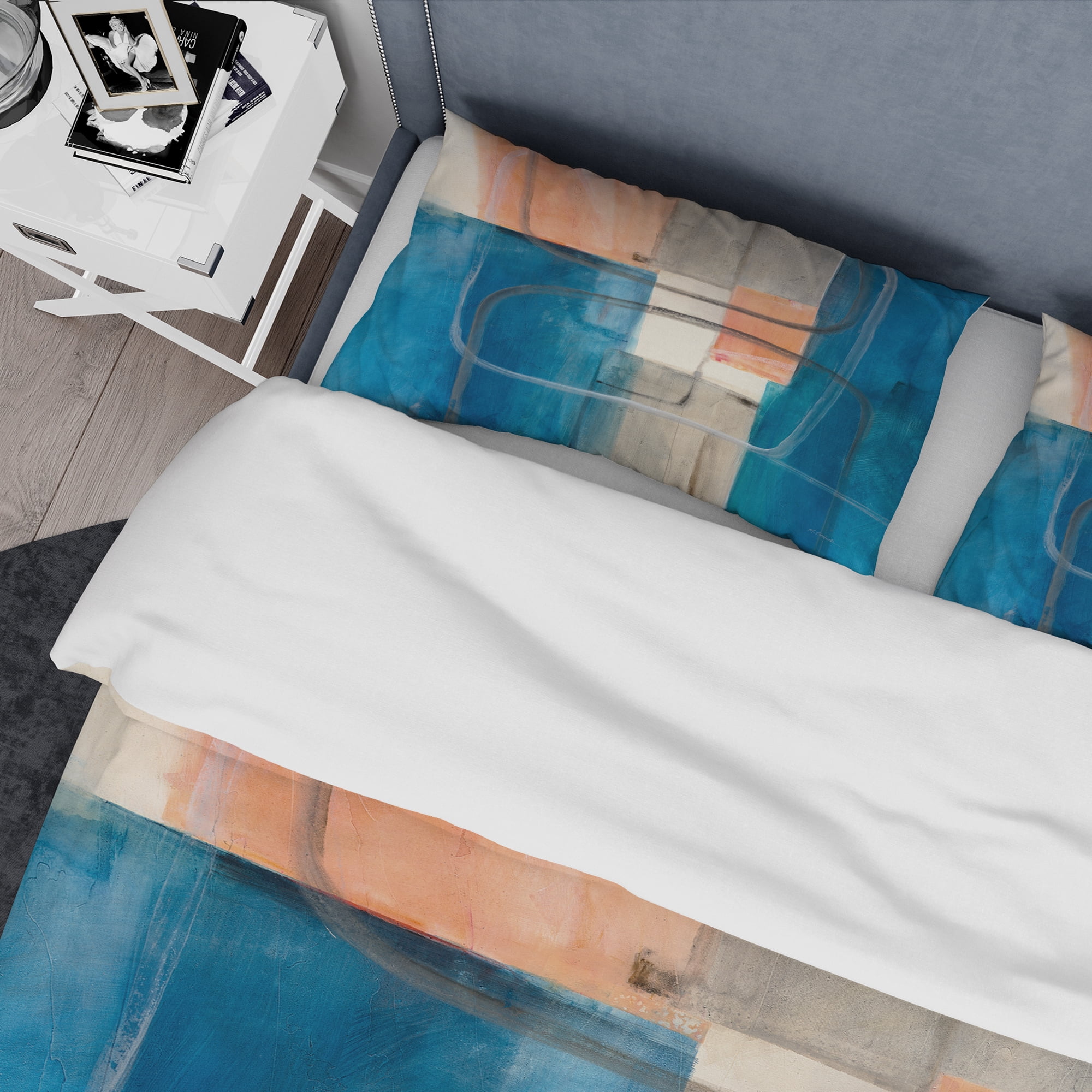 Designart 'Modern Simply Blue' Geometric Duvet Cover Set