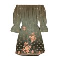thumbnail image 4 of Women's Casual Tennis Dress Women Summer Dresses Print Beach Off Shoulder Tunic Casual Loose Fit Sleeve Dress Green XXL, 4 of 4