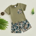 thumbnail image 4 of BemeyourBBs Toddler Baby Boys Camouflage Outfit Infant Baby Boys Summer Clothes Short Sleeve Crew Neck T-shirt with Elastic Waist Camo Shorts Set, 4 of 7