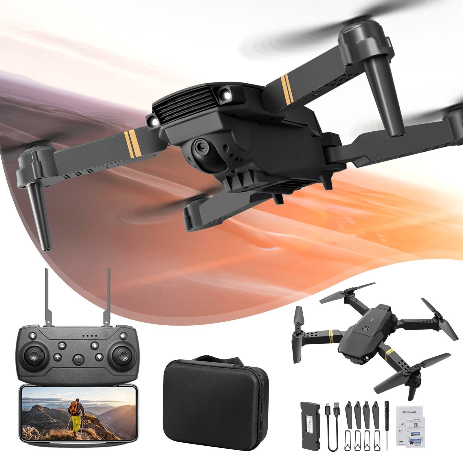 Drone with High-Definition Camera, Folding Body, Optical Flow Localization, Remote Control Toys Gifts for Boys and Girls
