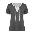 thumbnail image 4 of Favoffer Womens Short Sleeve Tops V Neck Tie Front Cross Wrap Loose Fit Casual Blouses Light Shirts for Daily Party Dating Shopping, 4 of 5