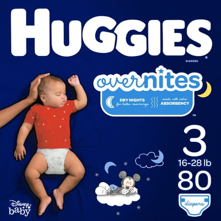 HUGGIES OverNites Diapers, Size 3, 80 Count (Best Night Time Nappies)