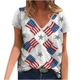 thumbnail image 1 of Camiseta informal de moda para mujer con cuello en V y manga corta con estampado de estrellas Fridja  hjk4121, 1 of 5