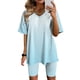 thumbnail image 2 of Blusas para las Mujeres Casual, Cuello en V de Manga Corta Impresa Superior Y Suelto Pantalones Cortos, Conjuntos de Moda de Verano, 2 of 4