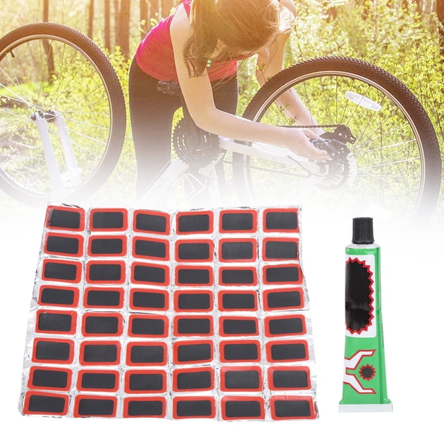 Reparación De 48 Uds. Kit De Parche De Goma Para Neumáticos De Bicicleta Con Pegamento, Parche De Reparación De Pinchazos En El Tubo Interior Del Neumático De Bicicleta