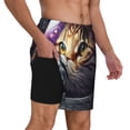 thumbnail image 2 of Sikiie Astronaut Cat Print Men's Double Layer Swimming Trunks, Adjustable Waistband and Pockets Sports Swimming Trunks, Beach Swimwear-Large, 2 of 6