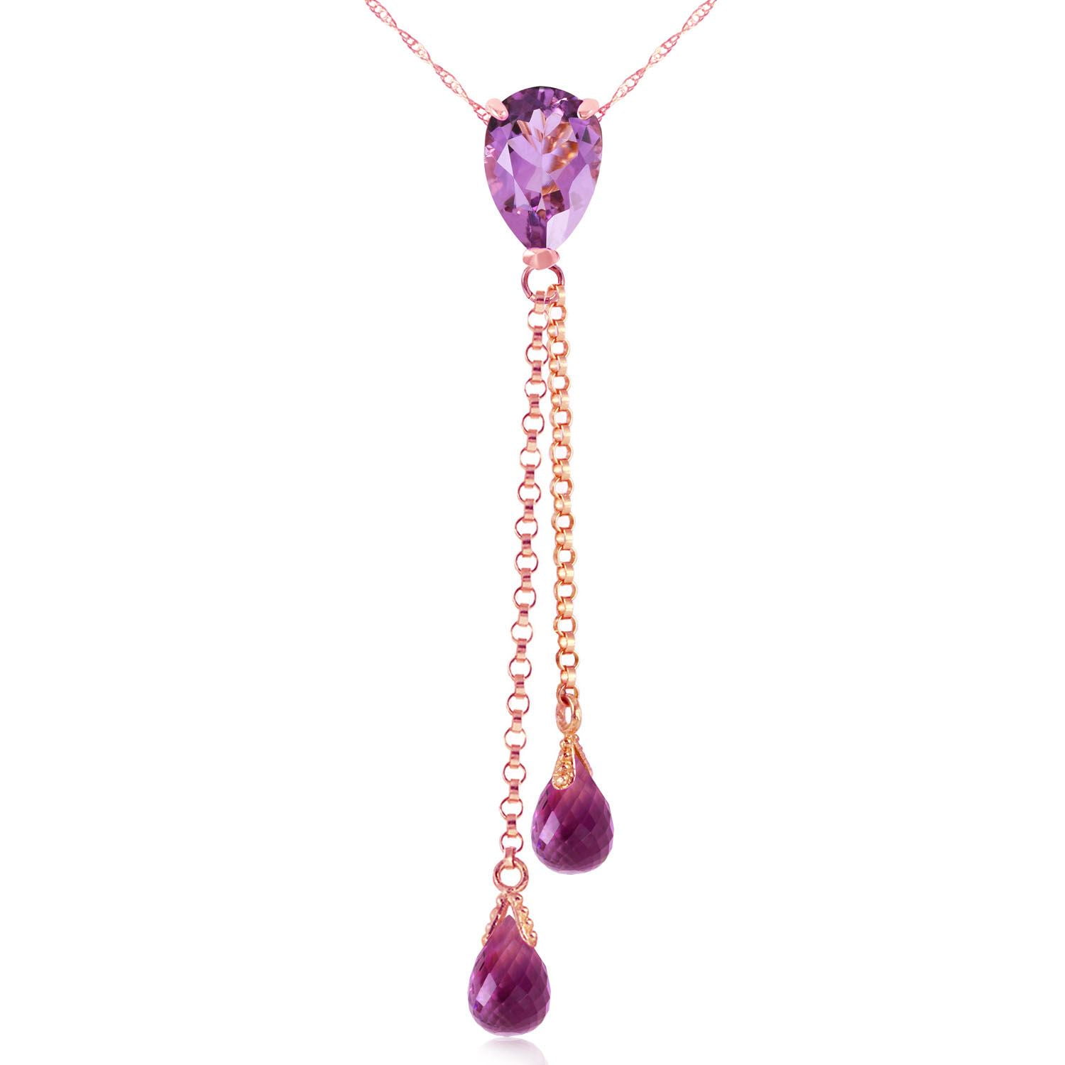 ALARRI 14K Solid Rose Gold Necklace w// Natural Purple Amethysts