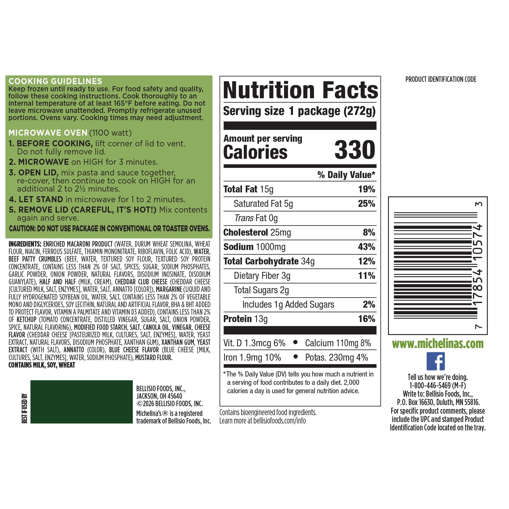 Michelina's Cheeseburger Mac Meal 9.6oz (Frozen Dinner)