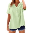 thumbnail image 5 of Womens 3/4 Sleeve Tops and Blouses Womens Linen Tunic Tops Linen Tops for Women Peasant Tops for Women Women's Gauze Tops Business Casual Outfits Vintage Tunic Green 4XL, 5 of 9