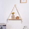 thumbnail image 3 of Macrame Wall Hanging Shelf - Boho Wood Wall Shelves with Wood Beads, Farmhouse Floating Shelf Rustic Hanging Plant Shelf, 3 of 7