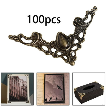 

100Pcs Small Corner Brackets Metal Corner Protectors For Photo Frame Desk