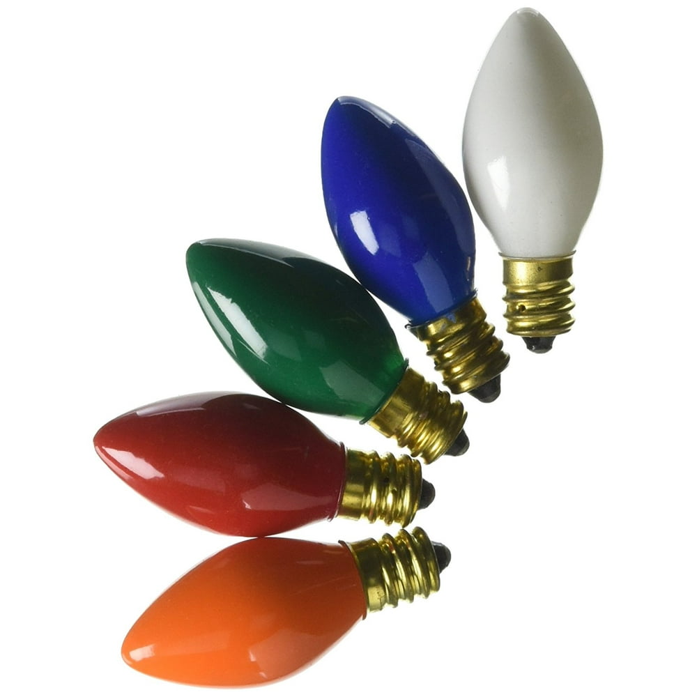 C7 Ceramic MultiColor 5 Watt Candelabra Base Christmas Lights