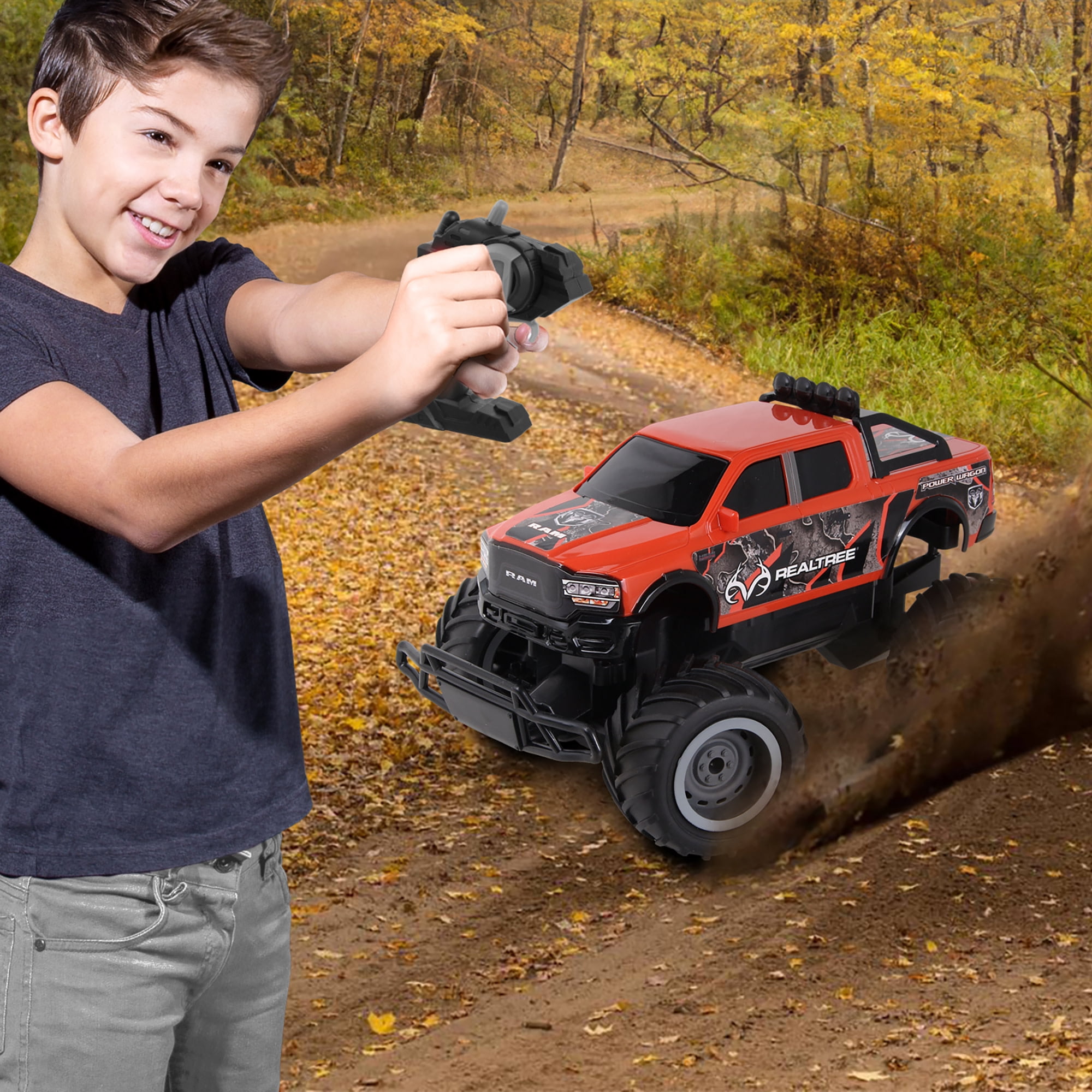 RealTree: RTR RC - RAM 2500 Power Wagon - Red - 2.4 Ghz High Performance for Donuts & Wheelies, Turbo Boost, Ready-To-Run Radio Controlled Vehicle