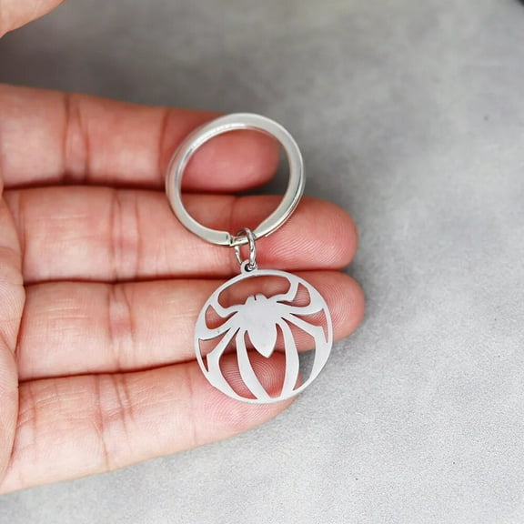 Spider Keychain Araneid Animal Keyring Halloween Gifts For Women Men Handbag DIY Jewelry Stainless Steel Metal Key Chains