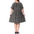 thumbnail image 3 of Agnes Orinda Women's Plus Size St. Patrick's Day Dresses Floral Boho Scoop Neck Tie Ruffle Short Sleeve Summer Casual Midi Dresses with Pockets 2X Black, 3 of 6