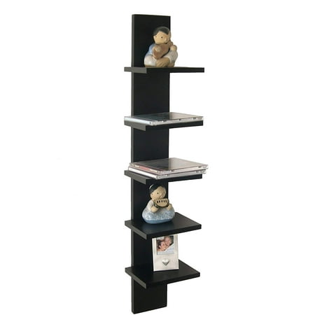 Qba486 Floating Utility Column Spine Wall Shelving Unit For Small Spaces Walnut This 5 Tier Wall Shelving Unit Is A Creative Design And Space By Danya B Walmart Com Walmart Com