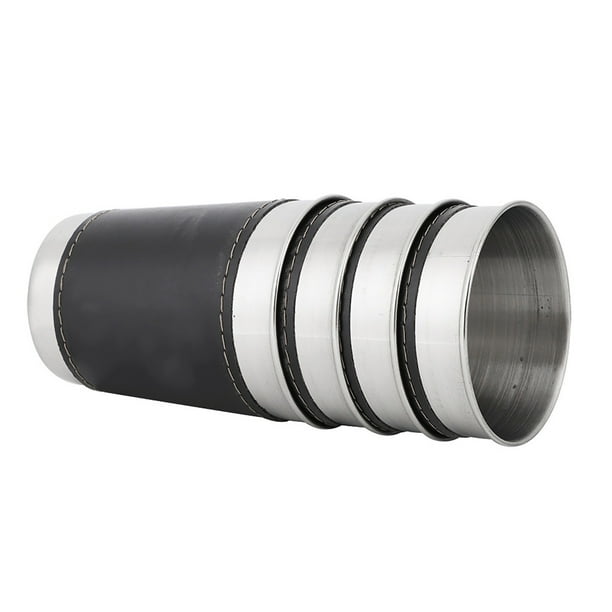 Copa de vino portátil BuyWeek 4 piezas 170 ml acero inoxidable con Funda de cuero PU