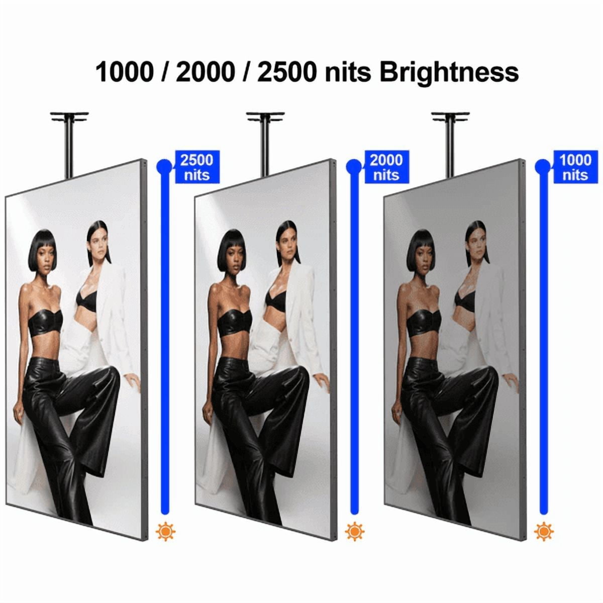 32 inch Digital Signage, 2000nits High Brightness Advertising Display, Slim Fit Frameless LCD Monitor, CMS Remote Publishing, 24/7 Operation, Smart Split Screen Play, HDMI/USB/WiFi