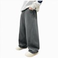 thumbnail image 3 of CAUYDY Kid's Fall Pants Loose Fit Casual Winter Suitable for Medium and Large Boys Sports Pants Sweatpants Trend Dark Gray Sizes 13-14 Years, 3 of 9