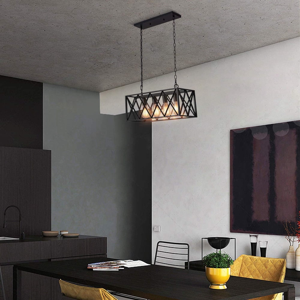 Vintage Pendant Lighting for Kitchen Island Farmhouse Chandeliers Industrial 4 Light Fixture Oil ...