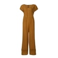 thumbnail image 5 of CHUANK Hauts pour Femmes Ample Coton Lin Manches Courtes Combinaison Aguichant Confortable Gris Foncé L, 5 of 5