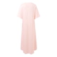 thumbnail image 5 of DHFJKG Summer Dresses For Women Long Dress Short Sleeve V Neck Flowy A Line Solid Color Comfortable Curved Hem Tunic Beach Vacation Clothes Stylish Dresses, 5 of 8