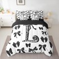 thumbnail image 2 of Feelyou Modern Monogrammed L Bedding Comforter Set 7pcs, Kawaii Princess Black Bow King Bedding Sets, Fashion Initial Letter Reversible Bed Sheets, Breathable Home Decor, 2 of 8