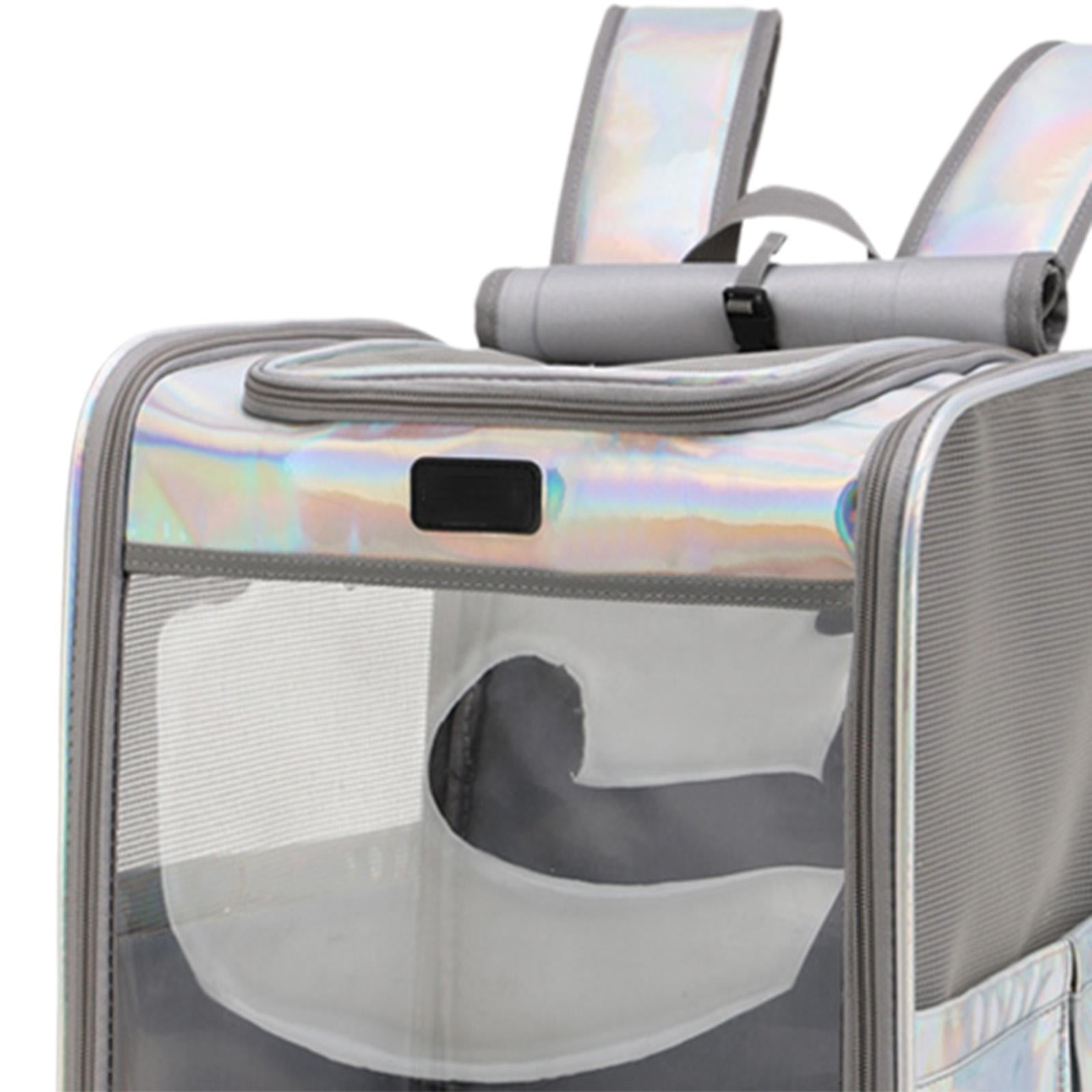 Fzaqwen Portable Cat Carrier Backpack, Travel Bag Adjustable Shoulder Strap Clear Window Colorful