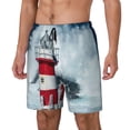 thumbnail image 2 of Uemuo Circular Lighthouse Pattern Mens Swim Trunks Quick Dry Board Shorts with Mesh Lining, Stretch Beach Shorts Quick Dry No-Chafing Board Shorts-X-Large, 2 of 9
