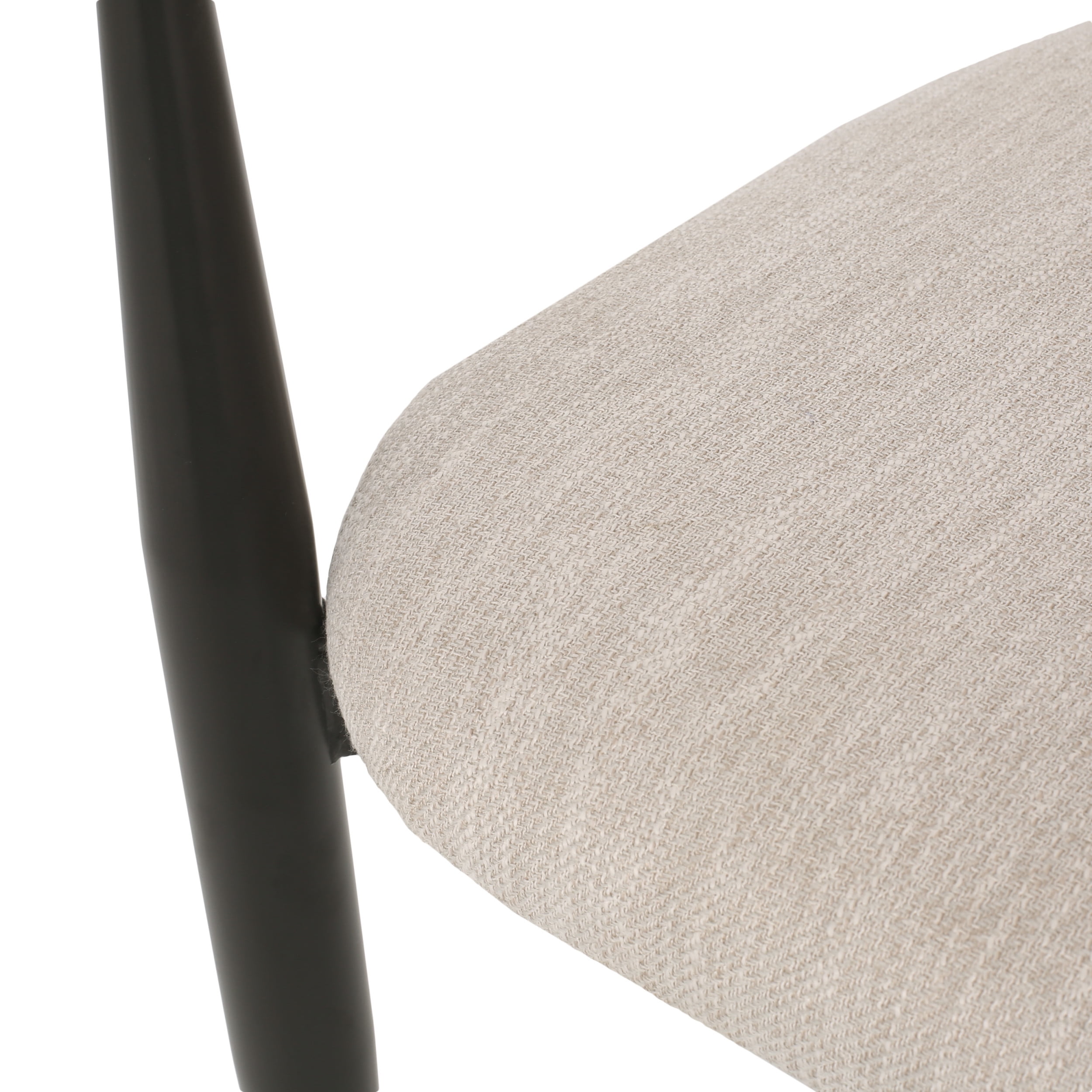 Noble House Boise Fabric Upholstered Metal Dining Chairs, Set of 2, Beige, Black, and Gold