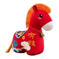 thumbnail image 2 of Mascota de recuerdo de caballo de peluche de Año Nuevo chino con cascabel y cola de borla Naranja Rojo 15cm, 2 of 5