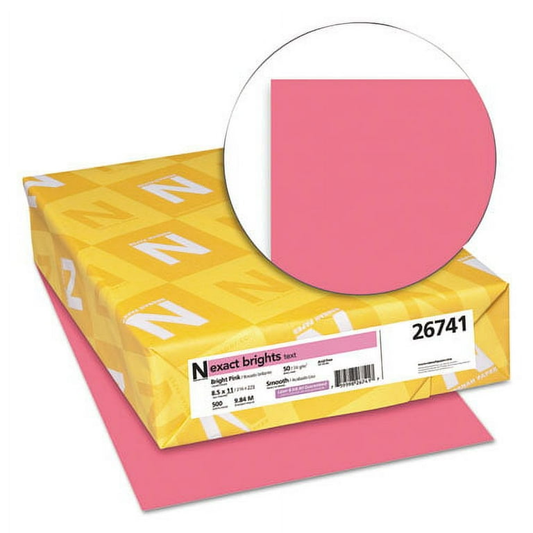 Exact Brights Paper, 20 lb Bond Weight, 8.5 x 11, Bright Pink, 500/Ream Exact Brights Paper, 20 lb Bond Weight, 8.5 x 11, Bright Pink, 500/Ream