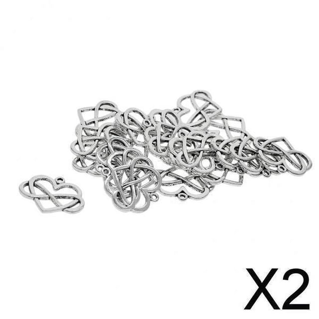 Surtido de 40 Uds. De dijes de corazón tibetanos de afecto para joyería DIY 2 piezas