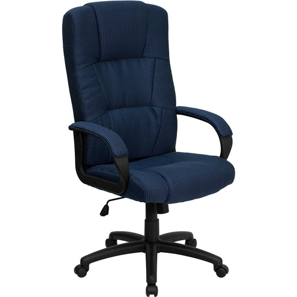High Back Navy Blue Fabric Executive Swivel Office Chair with Arms